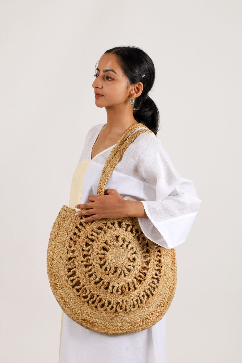 Jute Round Tote Bag