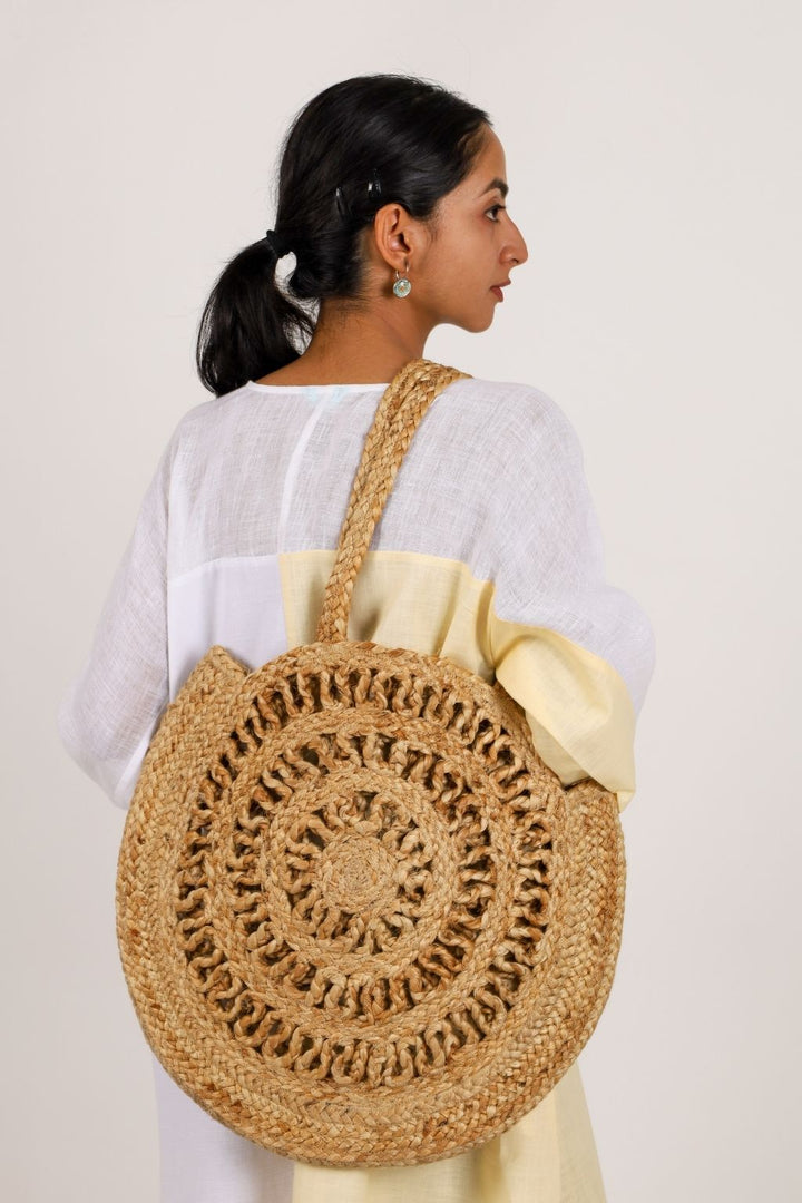 Jute Round Tote Bag