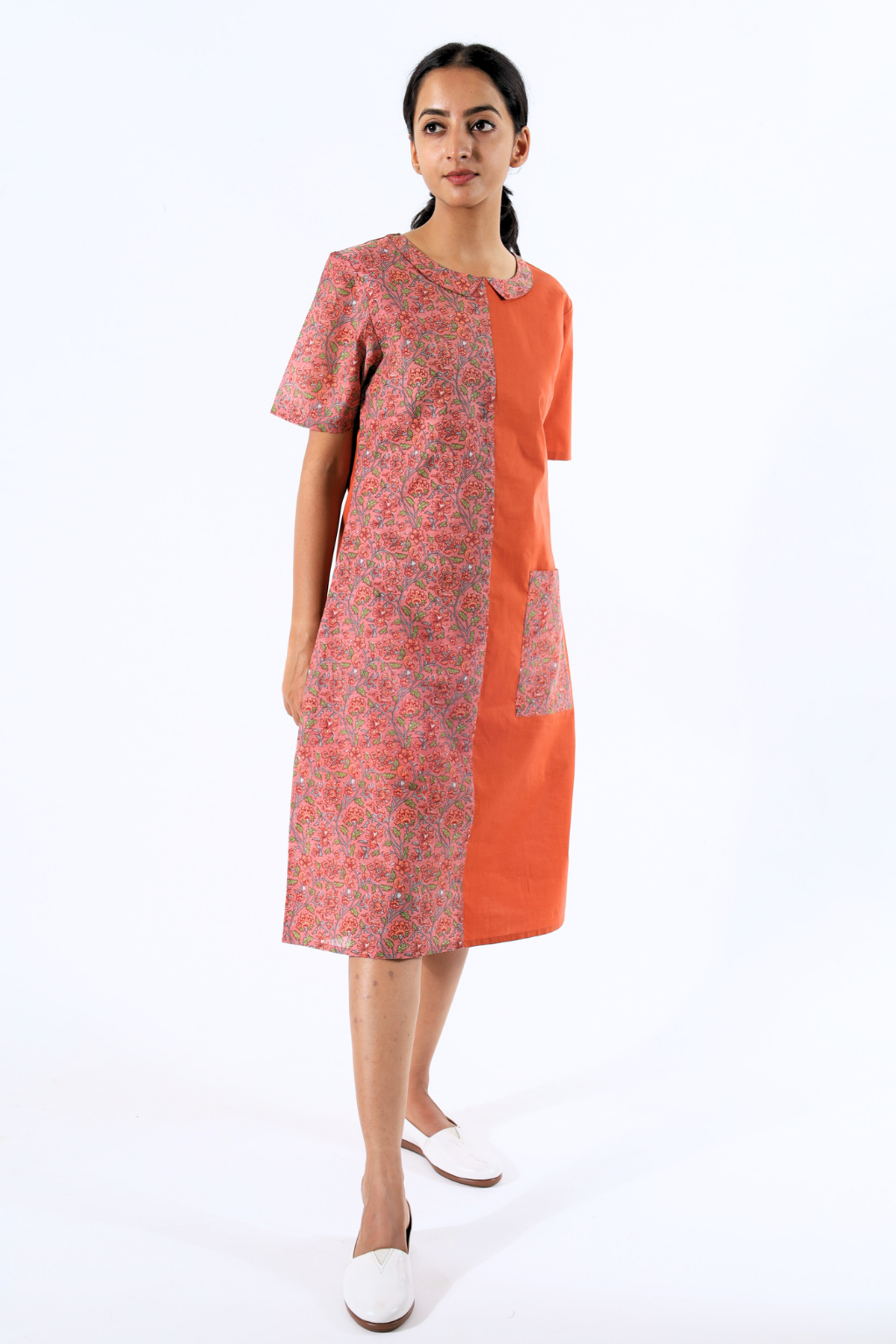 Saffron A-line Block printed Dress
