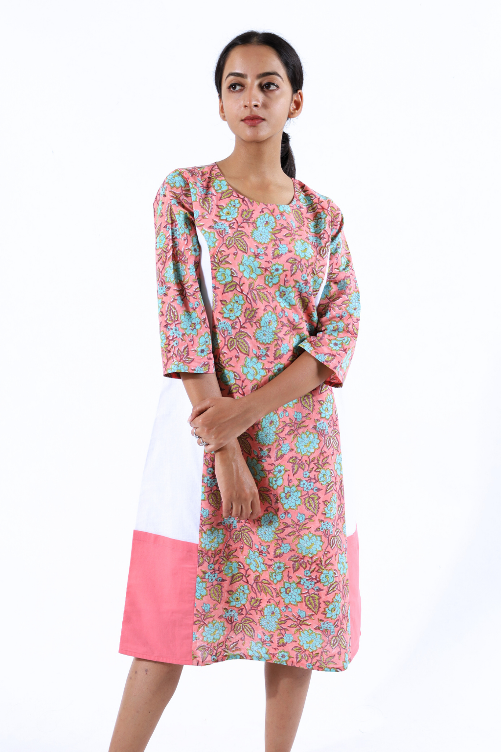 Panelled A-line Block Printed Dress