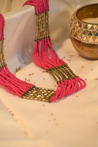 Pink Beaded Long Necklace