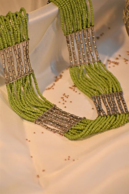 Green Beaded Long Necklace