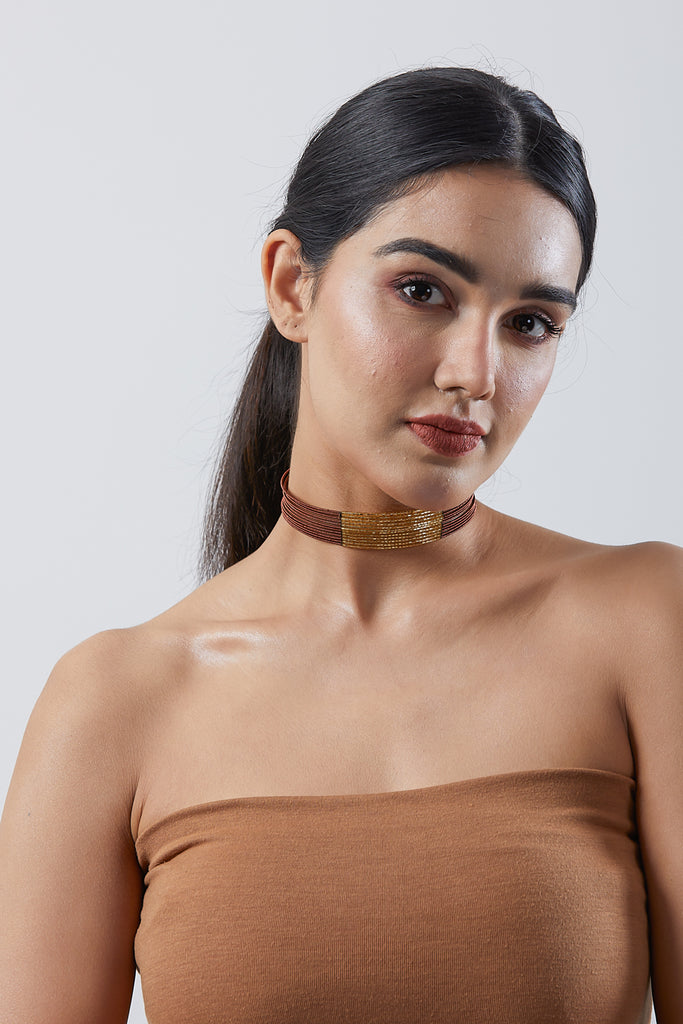 Choker necklace brown new arrivals