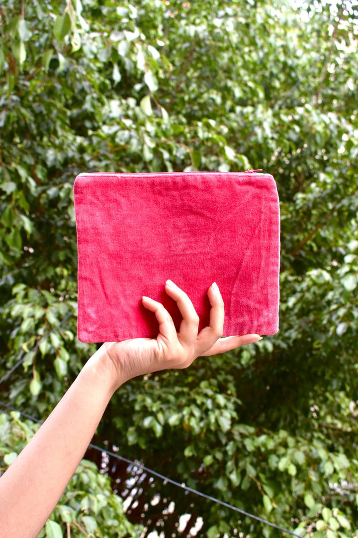 Green Polka Embroidered Pouch