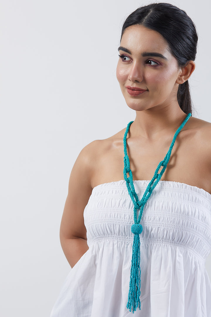 Long Turquoise Beaded Necklace